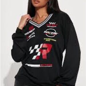 Black Racing Graphic Women's Top